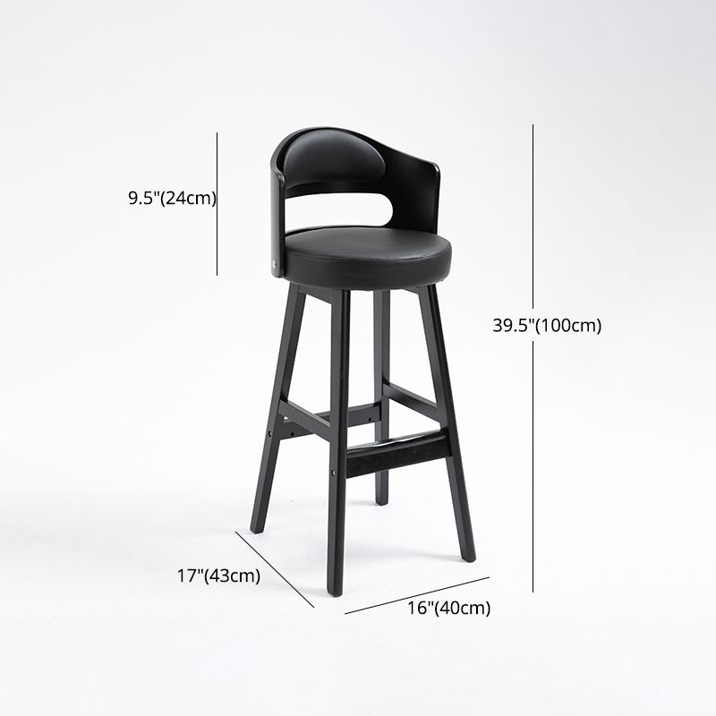 Taburetes de bar de madera industriales para interiores de cuero con asiento redondo