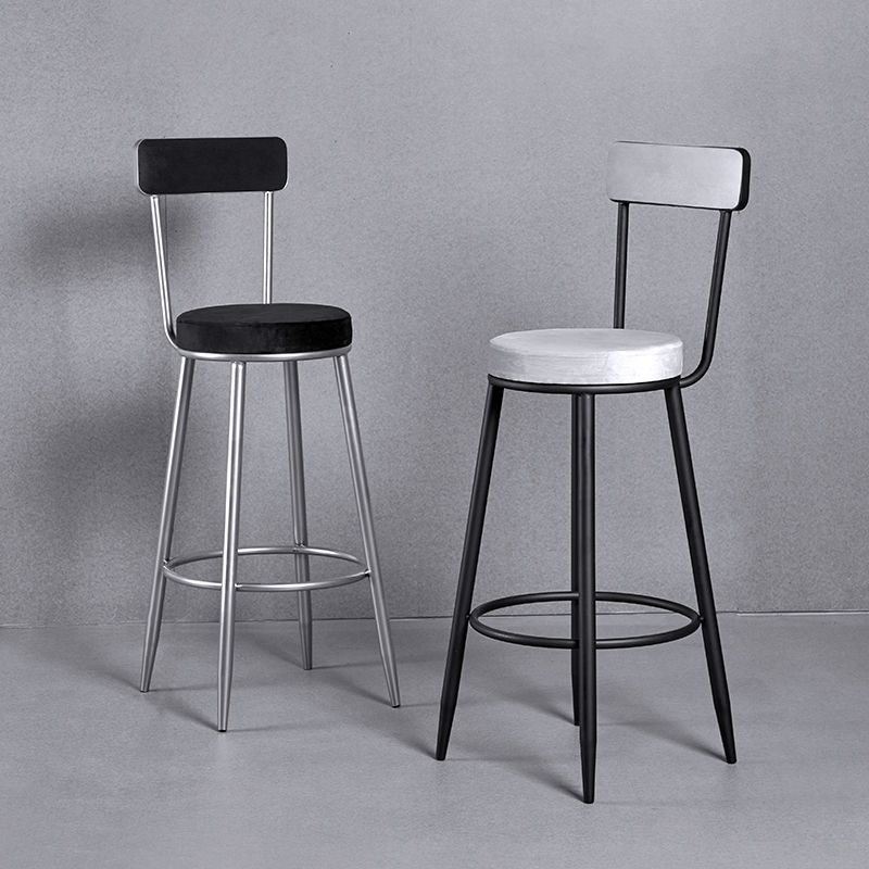 Scandinavian Iron Round Bar Stool Upholstered Velvet Counter Stool