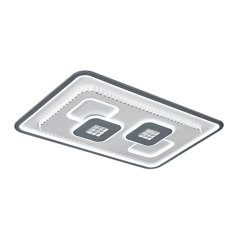 Crystal Black and White Flush Mount Fixture Square/Rectangle LED Contemporary Ceiling Mounted Light