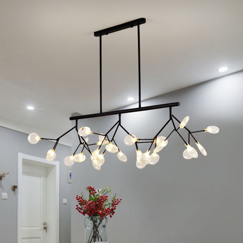 27 Lights Island Lighting Ultra-modern Branch Metal Pendant with Clear Shade for Dining Room