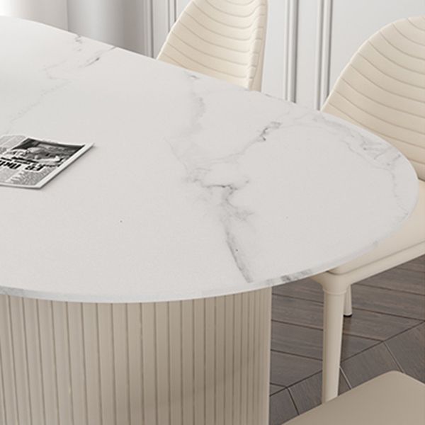 Oval Stone Top Dining Table Traditional Luxury Dining Table for Kitchen