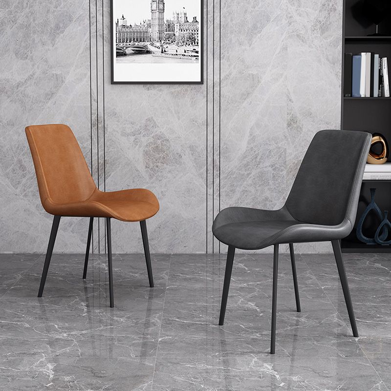 Contemporary Kitchen Dining Chairs Faux Leather Side Chairs with Black Legs