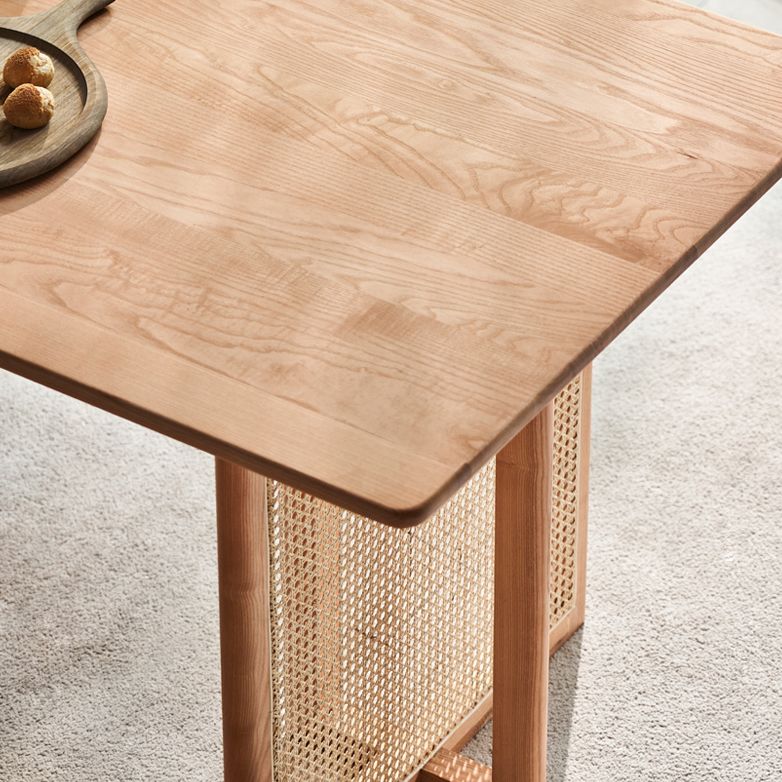 Glam Rectangle Shape Solid Wood Dining Table Khaki Standard Dining Table for Kitchen