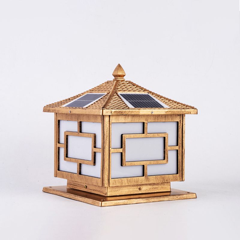 Contemporary Square Shape Pillar Light with Metal for Courtyard