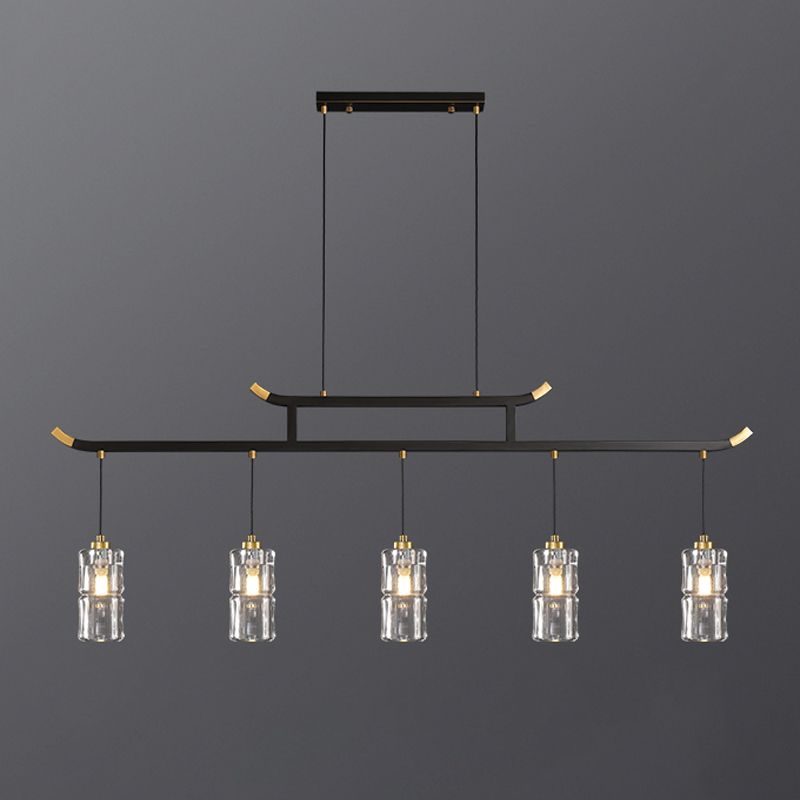 Accesorios de iluminación de la isla de cilindro iluminación de isla de cocina contemporánea con sombra de cristal