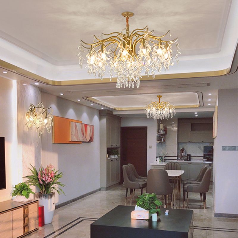Branches Shaped French Style Crystal Pendant Light Multi-lights Dining Room Lighting Fixture with 17.7" Suspension Chain