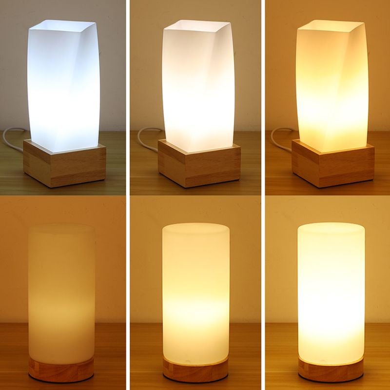 Modern Night Table Lamps 1-Light Living Room Nightstand Lights with White Glass Shade