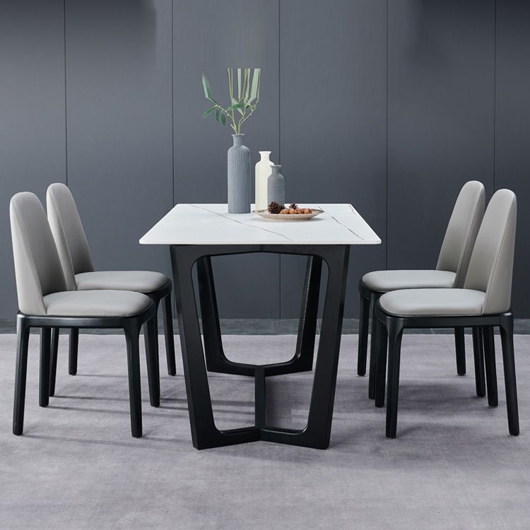 Industrial Armless Dining Chairs Solid Wood Legs Upholstered Side Chair