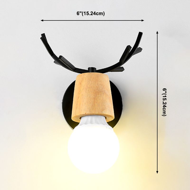 Shadeless Wooden Wall Lamp Fixture Nordic 1 Head Adjustable Wall Light for Bedroom