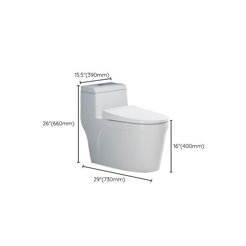 Glossy White Toilet with Glazed Surface Modern All-In-One Toilet Bowl