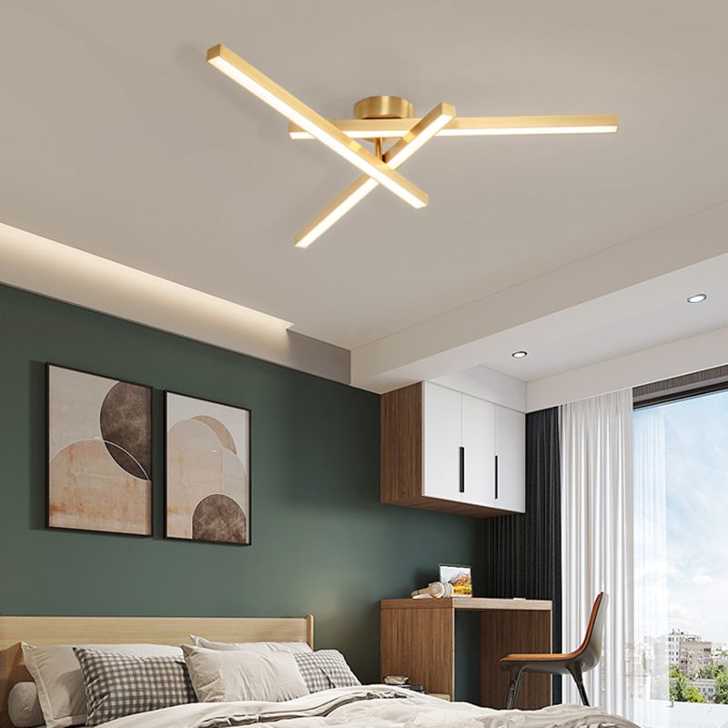 Line Shape LED Ceiling Lamp Modern Aluminium Flush Mount for Living Room