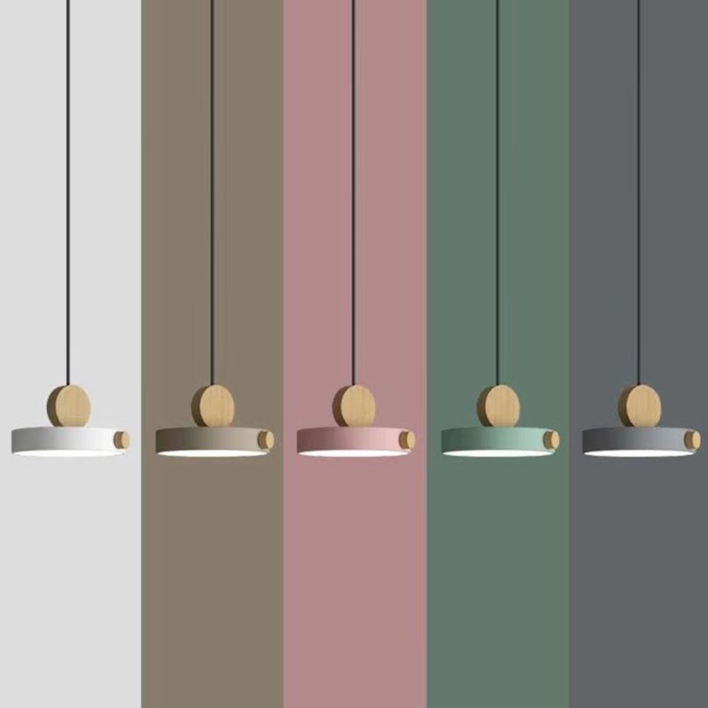 Moderne stijl Round Down Lighting Wood Multi Lights Hangende plafondlampen