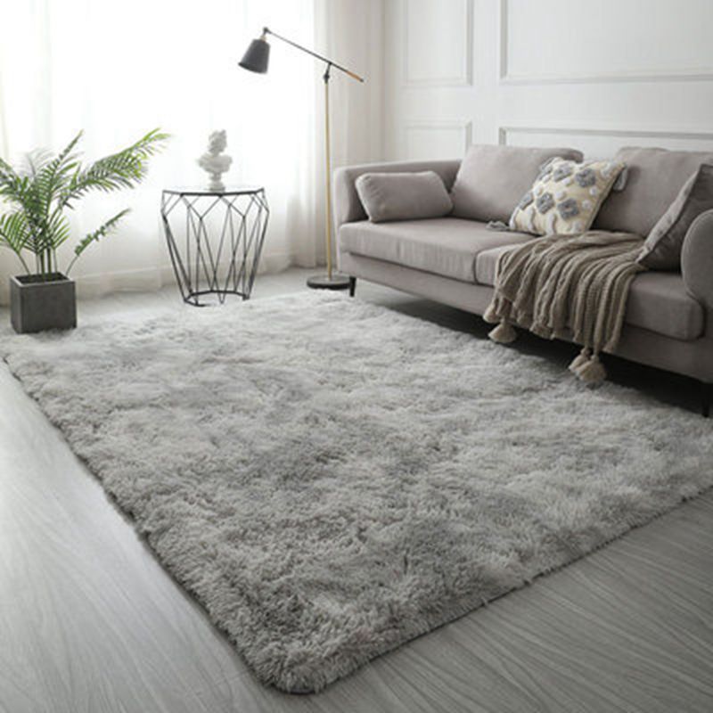Modern Solid Color Soft Rug Rectangle Long Villus Loom Rug for Bedroom