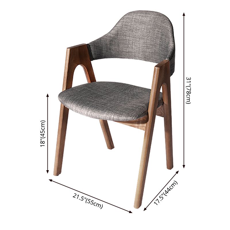 Scandinavian Rubberwood Open Arm Chair Upholstered Dining Chair with Wood Legs