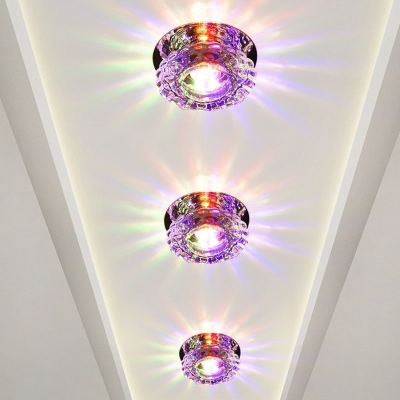 Lampada da incasso a LED rotonda mini da incasso a soffitto semplice in cristallo trasparente