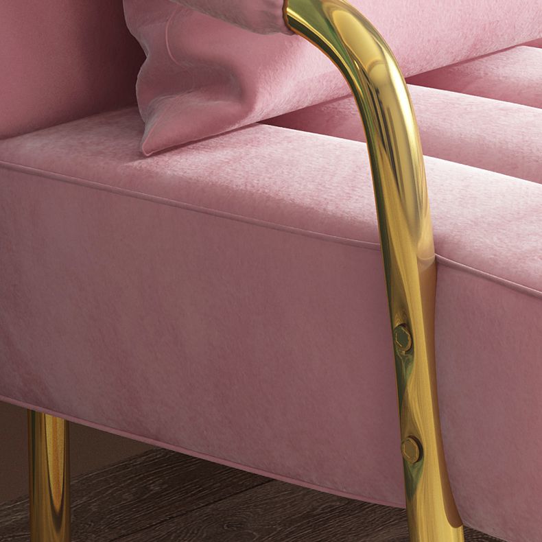 Contemporary Glam Gold Frame Sofa with Sewn Pillow Back for Bonus Room