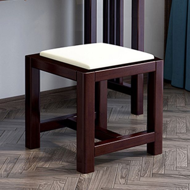 Traditional Mirrored Vanity Set Solid Wood Dressing Table with Stool in Brown