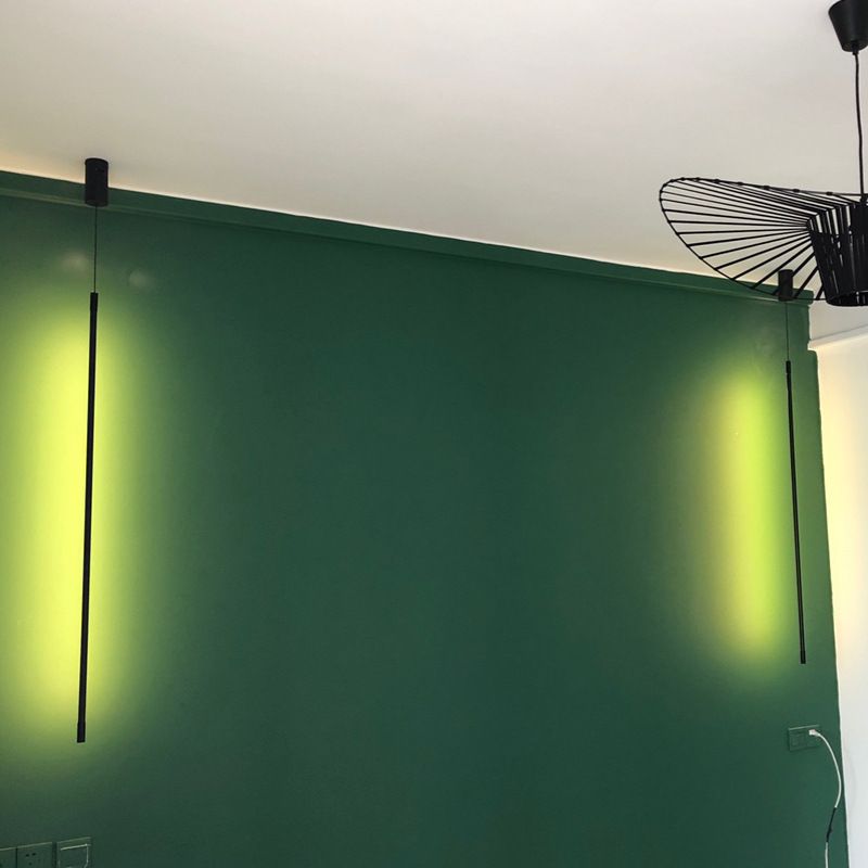 Linear Shape Hanging Light Modern Style Metal 1 Light Hanging Lamp for Dining Room