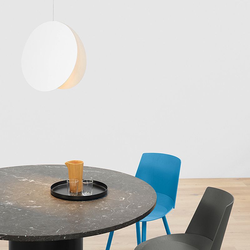 8"/12"W Circular Pendant Lamp Modern Nordic Style Metal 1 Light Black/Grey/White Hanging Ceiling Light