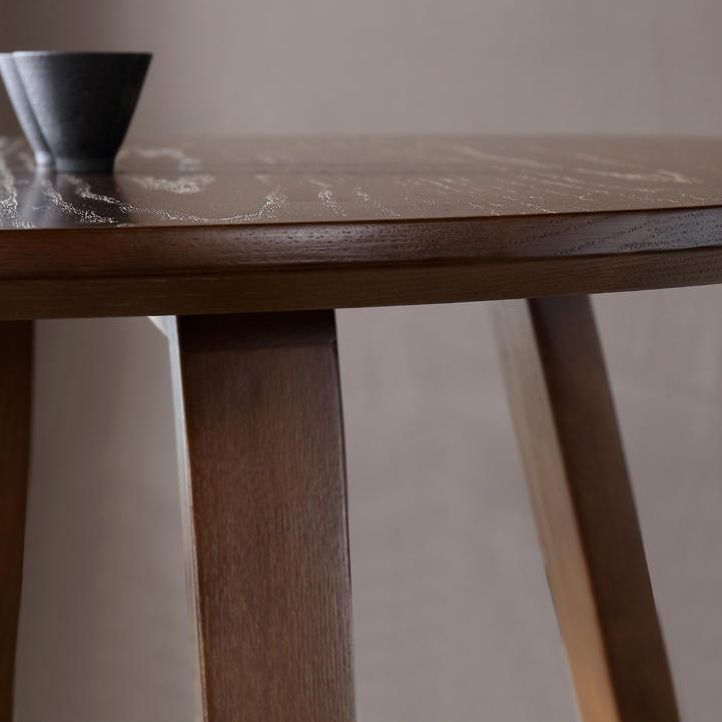 Solid Wood Brown Tone Dining Table Modern Double Pedestal Table for Dining Room