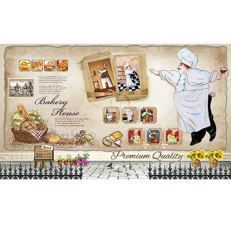 Simple Drinks and Food Mural Wallpaper for Restaurant, Personalized Size Available