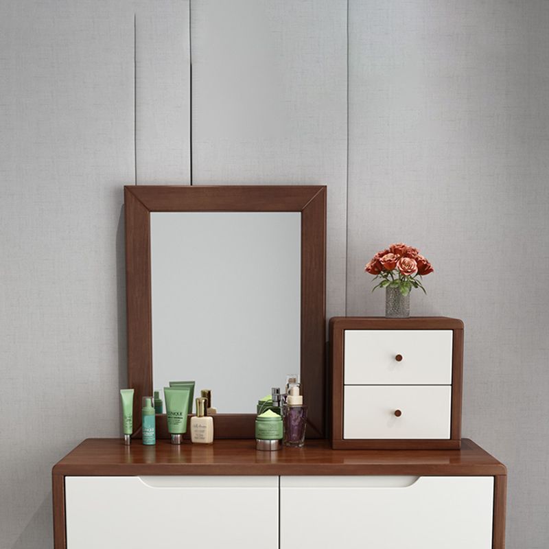 4 Drawers Vanity Set 15.74" Wide Solid Wood Make-up Vanity with Stool