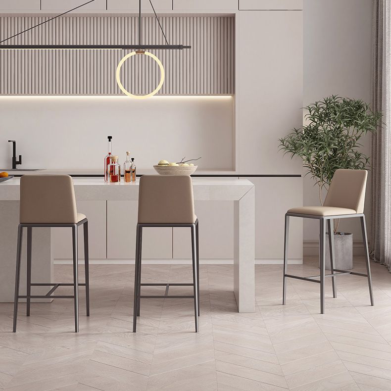Upholstered Bar Stools Low Back Dining Stools with Metal Base