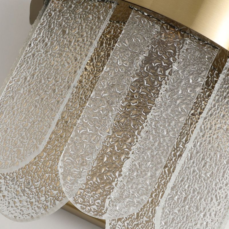 4 Heads Bedroom Wall Lamp Modern Style Golden Wall Lighting Sconce with Oval-Shape Clear Hammered Glass