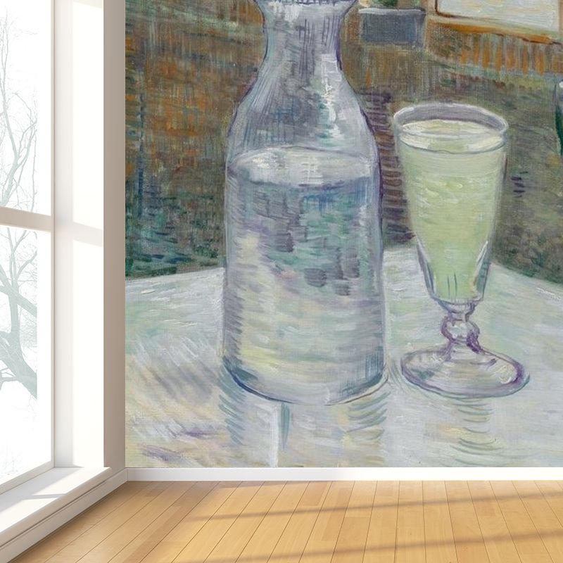 Vitreous Utensil Mural Wallpaper Gray Contemporary Wall Covering for Living Room