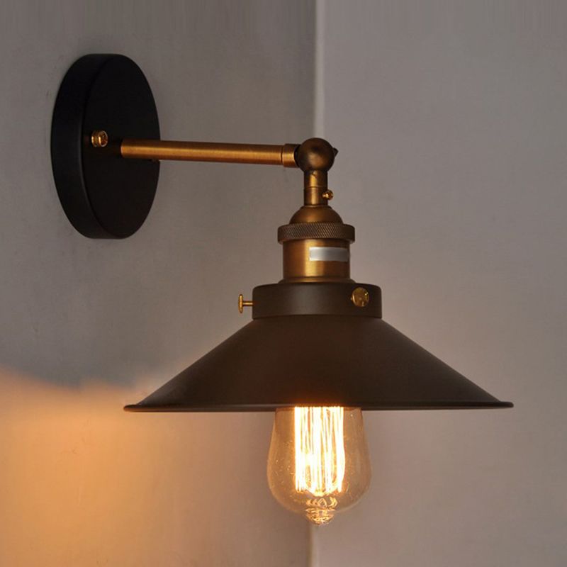 Metal Flared Wall Sconce Lighting Industrial Style 1 Light Wall Lamps