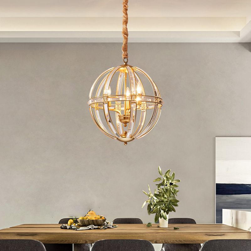Globe Lantern Pendant Lighting Modern Crystal Dining Room Light Light