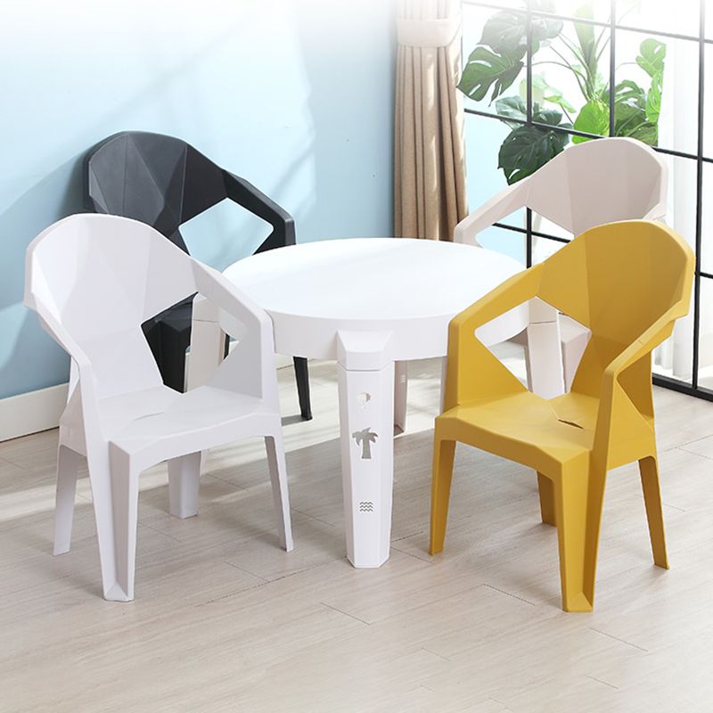 Contemporary Style Dining Chair Plastic Dining Arm Side Chairs for Kitchen (Set of 4)