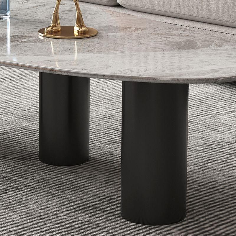 3 Legs Oval Coffee Table Minimalist Slate Coffee Table for Living Room
