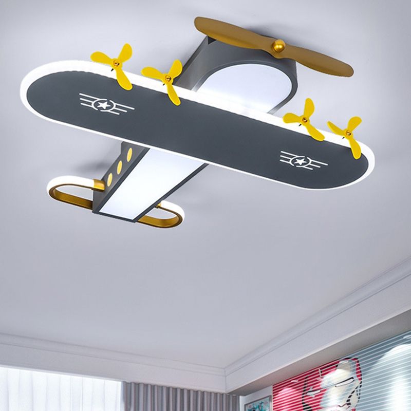 Metal Aircraft Flush Massimale Light Kids Black LED Flush Montato Lamp for Children Room