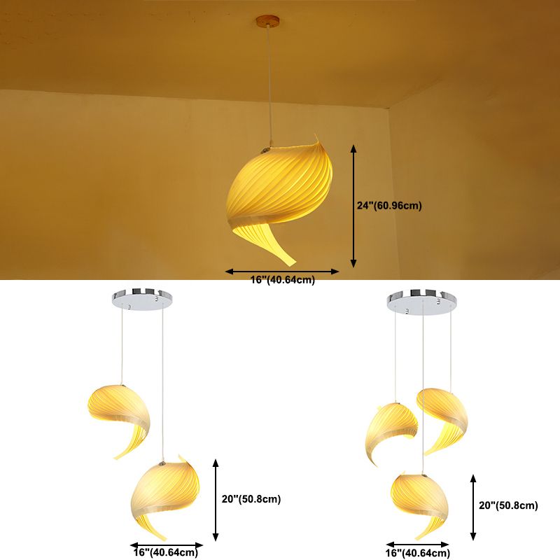Conch Shaped Wood Pendant Light Contemporary Style Hanging Lamp for Coffee Shop