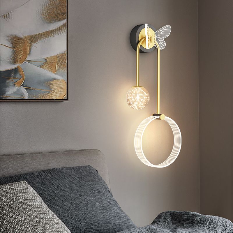 Modern Style Spherical Shape Wall Sconce Glass 3 Light Wall Lighting for Bedroom