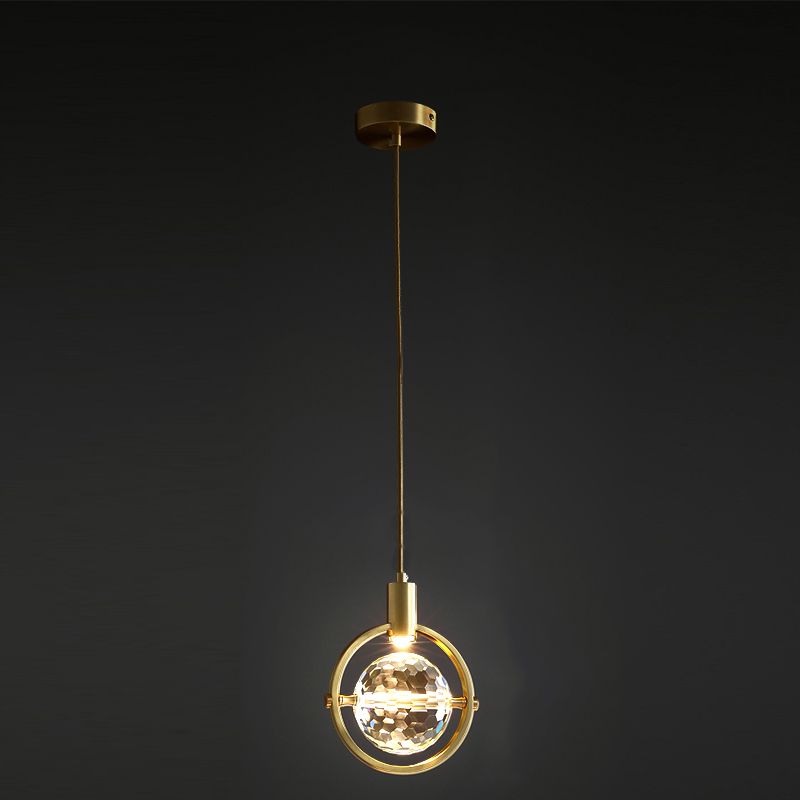 Global Hanging Pendant Light Nordic Crystal Bedroom Down Lighting Pendant in Gold