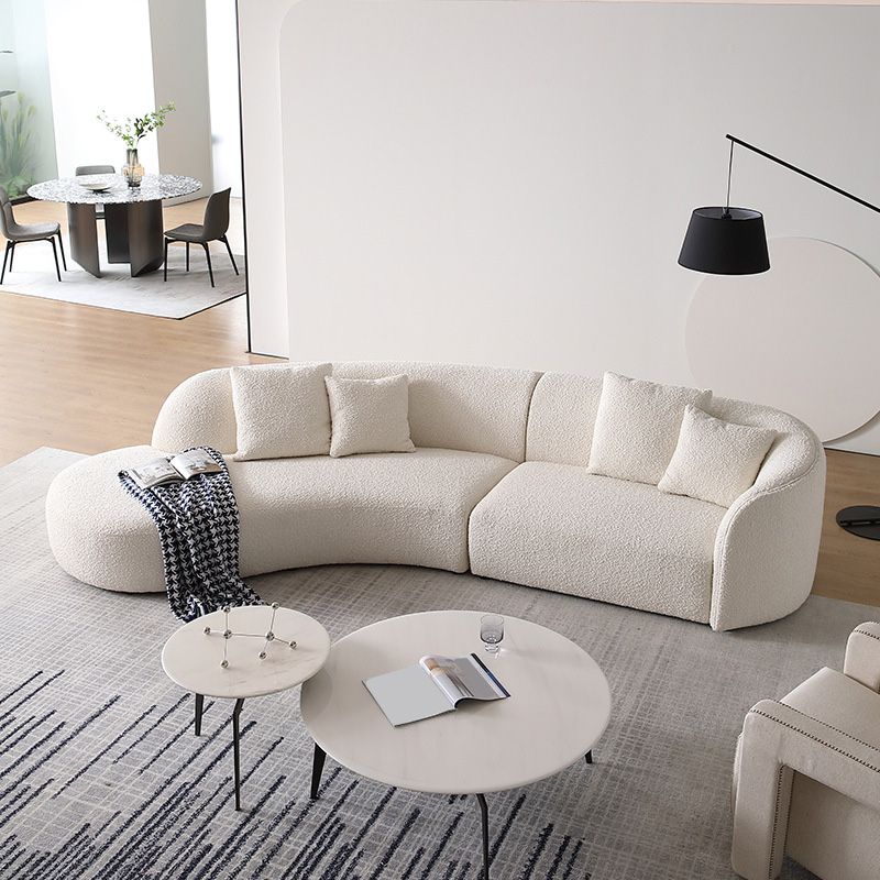 Scandinavian Beige Curved Sectional for Apartment and Living Room