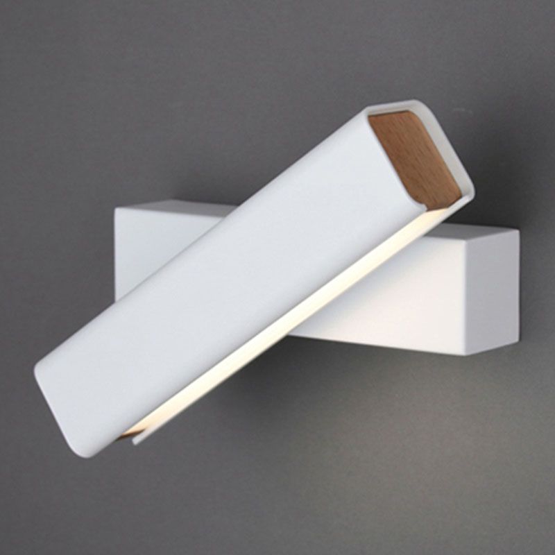 Nordic Metal Wall Light Strip Rotatable Wall Sconce with Wood for Bedroom