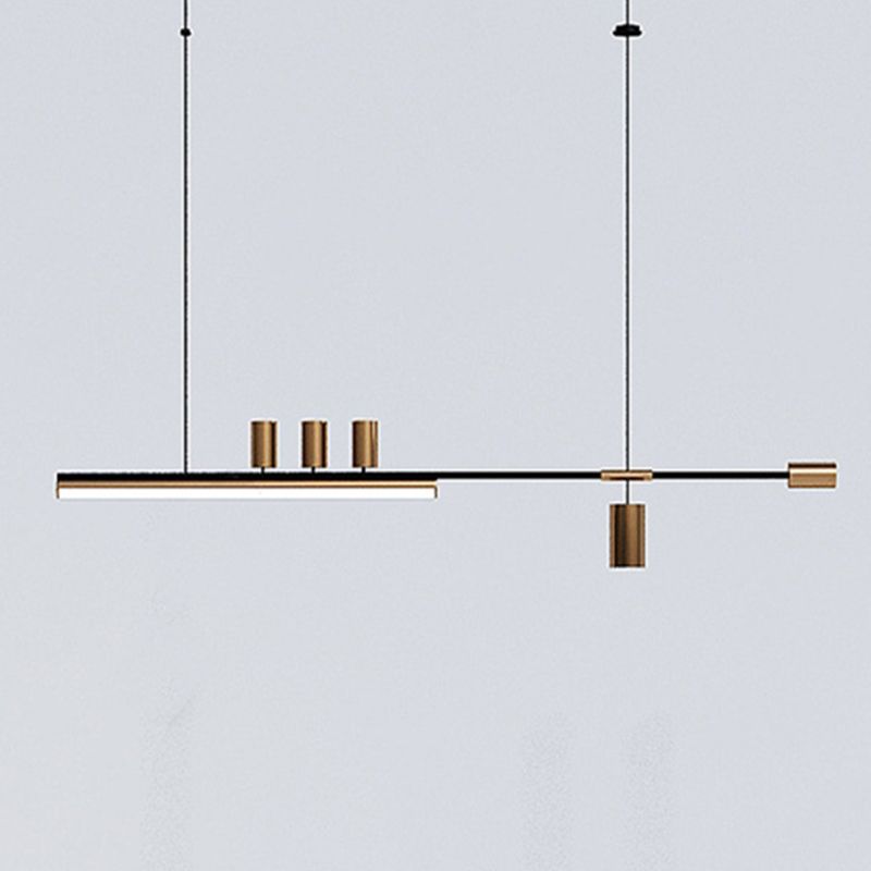 6-Light Kitchen Island Lighting Modern Metal Ceiling Light in Black Finish
