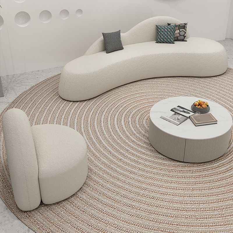 39" Wide Contemporary Sofa Fabric Armless White Stationary Seating