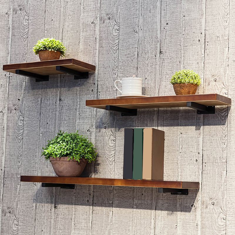 Modern Natural Bookcase Solid Wood Wall Mounted Bookshelf for Home Office