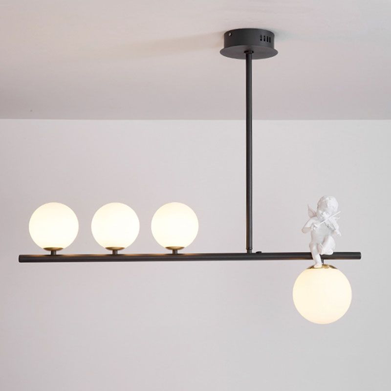 Nordic Island Light Fixture Global Angel Pendant Lighting with Opaline Glass Shade