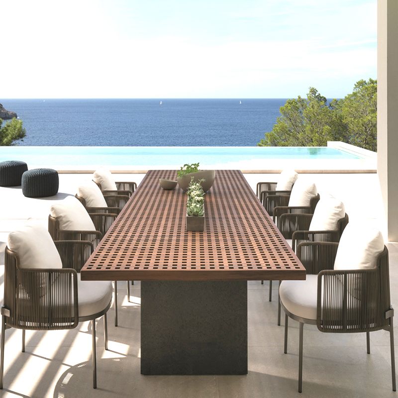 Boho Style Dining Set Wooden Top Rectangular 1/9 Pieces Dining Set