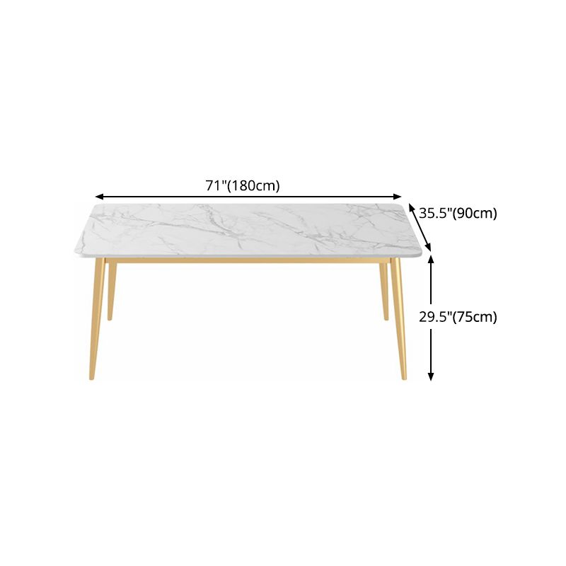 Sintered Stone Dining Table Traditional Luxury 4 Legs Table with Gold Frame