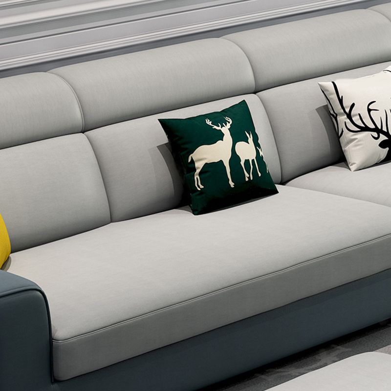 Sewn Pillow Back Square Tufted Sofa Modern Faux Leather Sofa & Chaise