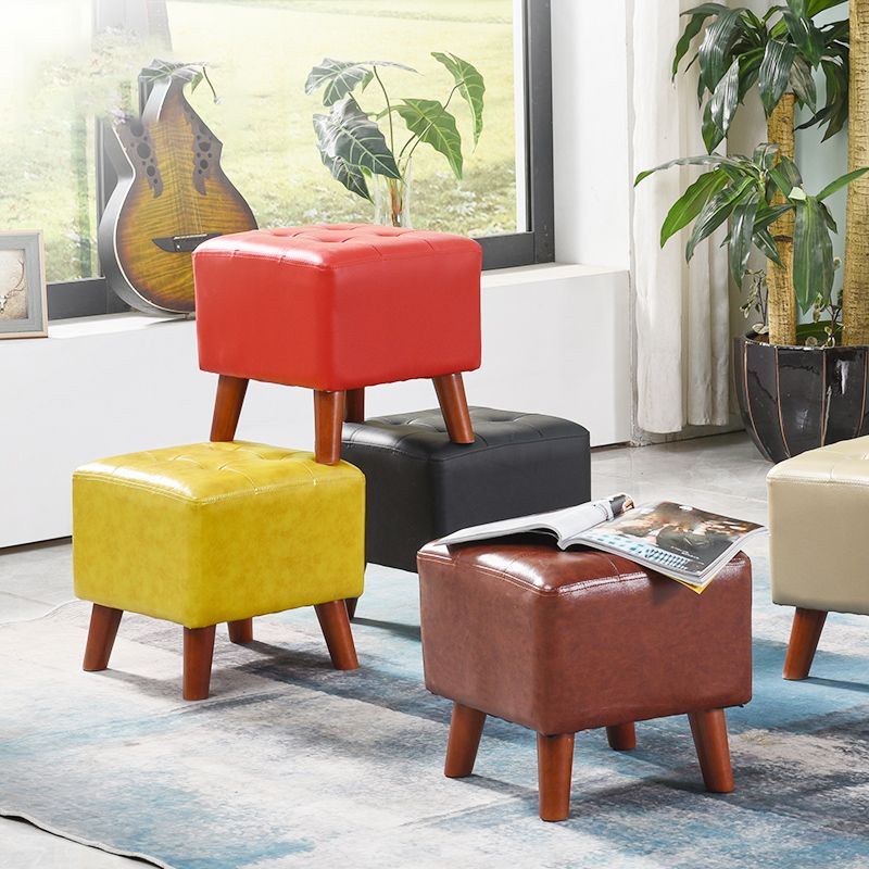 Dark Brown Leather Standard Square Stain Resistant Indoor Standard