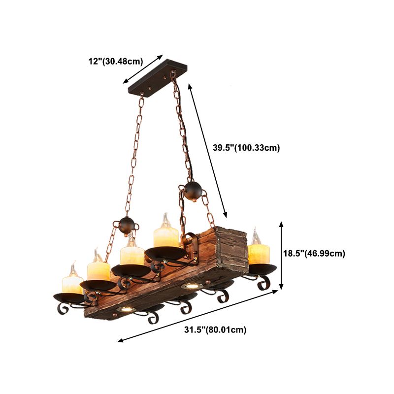 Industrial Ship Shape Island Pendant Lights Wood Multiple-Light Island Pendant