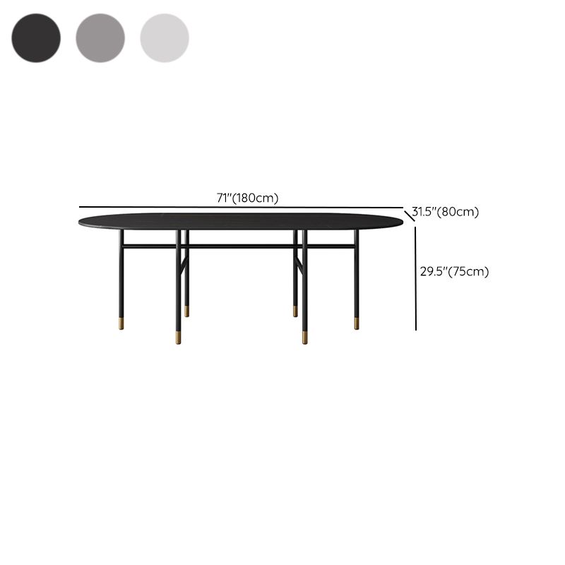 Contemporary Oval Dining Table Stone Dining Table with Iron Base