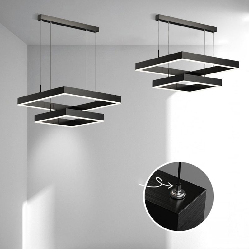 Minimalisme eigentijdse stijl led hangende kroonluchter licht vierkant hangende lampkit